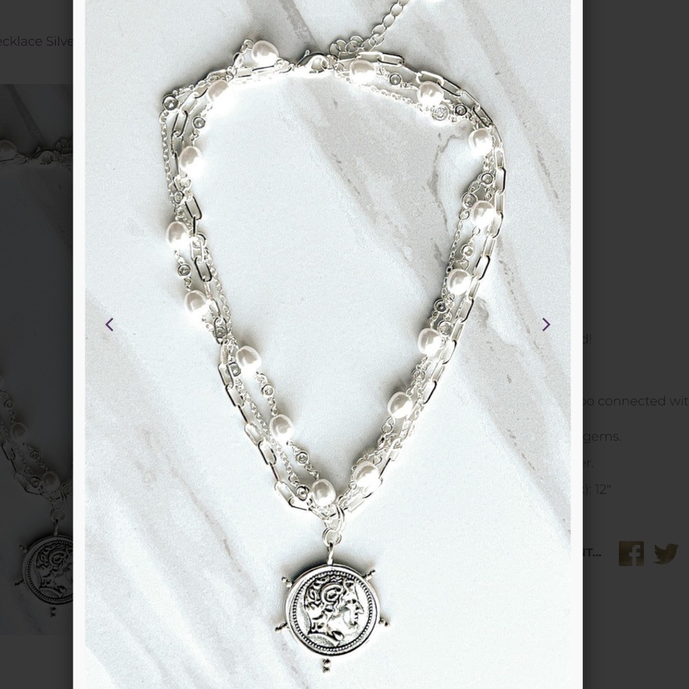 Boho “ Pamela “ Bohemian Three Strand Silver Necklace - Picture 2 of 4
